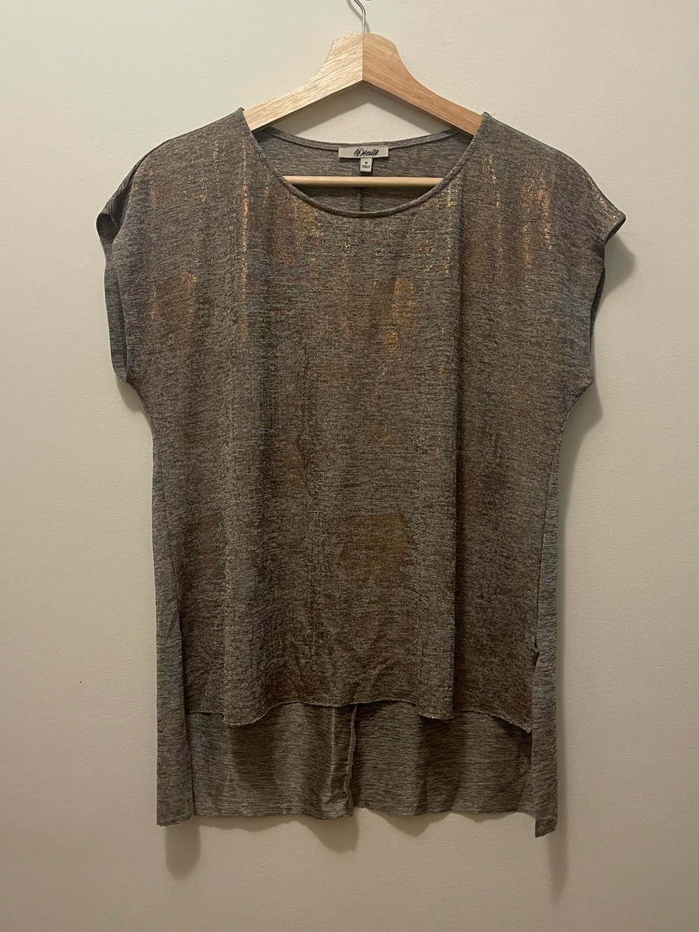 Shimmery Lightweight Raw Hem Tunic Gray/Bronze Mix
